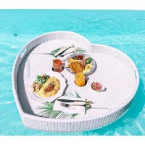 수영장 쟁반 바구니 풀빌라 해변 조식 트레이 플레이트, 하트 화이트 (85X82X20cm)
