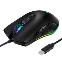 USB C 마우스 타입 C 인체 공학적 유선 마우스 RGB 게임용 마우스 광학 마우스, 하나, 보여진 바와 같이