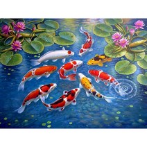 우드 직소퍼즐 연못 속 연꽃 비단잉어 재산 지켜주며 재물운 상승 금전을 가져다주는 구어도 풍수 조각퍼즐 300/500/1000조각 집콕취미 성인 쉬는 시간 즐기는 감압 소품, 1000조각, 잉어연화퍼즐07번