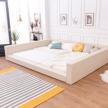 고릴라가구 투미 패밀리침대 [양쪽가드형Q+Q]_매트별도, 베이지