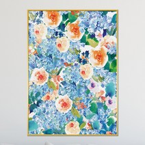 아트블루 플라워 패턴 수채화 식물 그림 인테리어 액자, 2_블루 수국