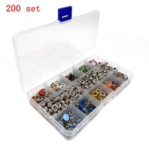똑딱이펀칭기 스냅 단추 펀치 펜치 똑딱 펀칭기 100200 세트 9.5mm 금속 프롱 링 버튼 10 컬러 프레스 스터드 패스너 클립 플라이어 패스너 재봉 액세서리, 200개 세트