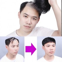 100%인모 정수리 수제 가발 남자 부분, 자연가르마타입-대