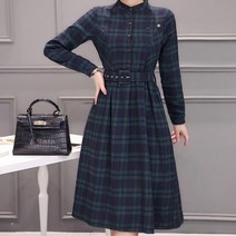 어썸풀 모로코 체크 원피스 진주코사지