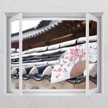 기타 바보사랑[꾸밈]부채와기와집_창문그림액자, C타입-엘레강스골드