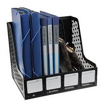 File Rack Documents Organizer Holder Magazine Sorter Desktop Box Book Shelf Plastic Storage 4 Slot F, 1