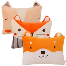 시나브로토이웍스Toyworks 토이웍스 KC정품 캐릭터 동물 베개 쿠션 3종 커버분리 자동차쿠션 3W8AAFD0, 줄무늬여우베개