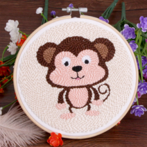 오꿈 펀치니들 패키지 자수 수예 kit, 14 원숭이, 15cm, 1개