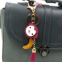 애니멀 가죽 키링 열쇠고리 키체인 키홀더 (원숭이), 1개