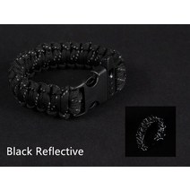 24.5cm 9 코어 반사 Paracord 탈출 비상 빛나는 Plaited 로프 EDC 생존 절약 팔찌 휘파람 도구, 검은 색, 1.Black - 24.5cm