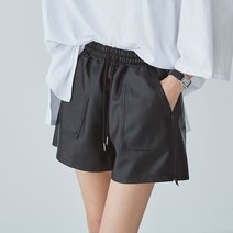 레더 스트링 밴딩 쇼츠 지퍼 가죽 반바지 PI09B0