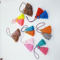 컬러 더블 폼폼테슬키링 부자재 라크라메키링 라크라메diy 키링만들기 가방고리 백참 태슬고리, 컬러믹스