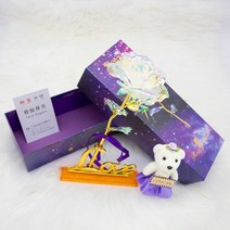 남자친구이벤트발렌타인 데이 기념일 결혼 아내와 여자 친구 무지개 빛깔의 골드 로즈 인공 꽃 사랑 세트, 07 rose set-colorful