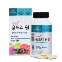 파마젠 울트라원 멀티비타민 멀티미네랄 블랙베리농축액 토마토 라이코펜 티리로사이드 로즈힙추출분말 필노퀴논 아연 나이아신 비오틴 항산화 GMP 멀티영양제, 2box, 1200mgx100정