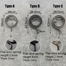 인장스프링 스텐인장스프링 금형 28mm 플랫 와이어 도어 잠금 핸들 스프링 코일 타입 A B c용, Type A-5pcs