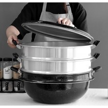 킹크랩찜기 대형찜솥 랍스타 대게 만두 큰냄비 찜통 업소용 3단, 다용도 3단 찜기 30cm, 1개