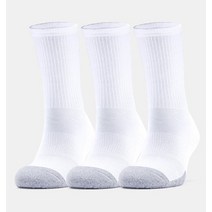[언더아머 본사]성인용 HeatGear 크루 삭스 3팩 1346751-100, L