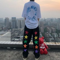 바지 홍대 하라주쿠 하카마 밴딩 레트로 통바지 골덴 청바지