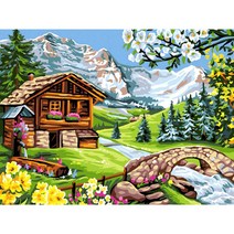 스위스 알프스 초원 농장 우드 직소퍼즐 설산 오두막집 인더숲 보면 기분이 좋아지는 유화감 자연풍경 행운 부귀 모으는 조각퍼즐 집콕취미 스트레스 해소 집중력향상 선물용 11종, 500조각, 농장 풍경 퍼즐선택10