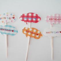 파티픽 생일파티 케이크 꾸미기 장식, 구름레터링픽6종