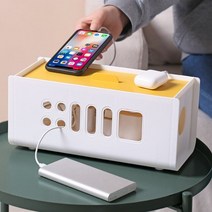 케이블 보관함 전원 소켓 주최자 전원 소켓 플러그 충전기 보관 케이스 케이블 주최자, 흰색 노란색, 협력사