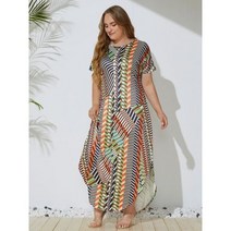 4XL 5XL 플러스 사이즈 드레스 2021 패션 여성 짧은 소매 스트라이프 인쇄 캐주얼 사이드 분할 맥시 롱 의류