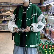 Ogfaour 배색 자수 야구 점퍼 남 스트리트 힙합 트렌드 루즈핏 커플 남장 캐주얼 점퍼 A22081116