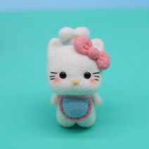 양모 펠트 니들 DIY 세트 재료 팩 인형 수제 펠팅 키트 비 완성 찔린 공예 취미, 유형 6, 열쇠 고리로, 헬로키티