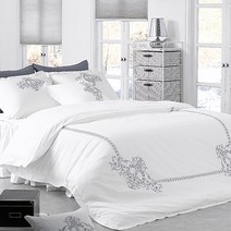 [마리오아울렛] [클푸] 로벨리아 자수 누빔이불커버 S, 화이트그레이자수/S