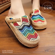 도오빠 여성 린넨 슬립온 샌들 여자 에스파듀 슬리퍼 뮬 마 모시 중국 태국 스타일 학생 어머니 캐주얼 데일리 봄 여름 시원한 통풍 쿠션 발편한 가벼운 빈티지 레트로 꽃 자수 스티치