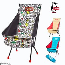 CHUMS 첨스 Compact Chair Booby Foot High 접이식 릴렉스 경량 가벼운 휴대용 캠핑 의자, F, Beige / Red