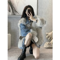 라오농 여우털 데님 패치 밍크코트 여풍 패션파 극복 재킷+KIE09X