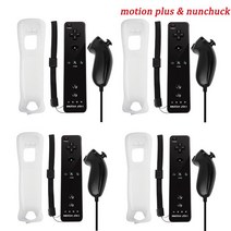 게임패드 조이스틱 xbox컨트롤러 닌텐도 wii 2 in 1 무선 원격 게임 패드 컨트롤러 세트 옵션 모션 플러스 실리콘 케이스 포함, 4 black motion plus, CHINA