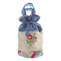 도시락가방 모시 조각보 꽃자수 도시락가방 외국인선물, 파랑