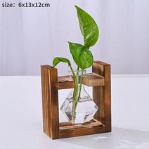 이케바나화병 프리츠한센 빈티지오브제 개운죽 화병 나무 수경 식물 꽃병 빈티지 투명 프레임 유리 탁상, 35 자홍색