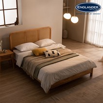 잉글랜더 발리 라탄 고무나무 원목 침대 LK(Sweet Slumber 스탠다드 매트-K), 프레임(내츄럴원목)+매트(BG)