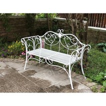 정원 의자 야외벤치의자 벤치 3인용 긴의자 디자인벤치 옥외용 등받이 공원의자, 화이트