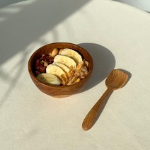 티크 우드 요거트 볼 인도네시아산 고급우드 시리얼볼 간편 브런치 샐러드볼 우드볼 나무식기 나무그릇 단품