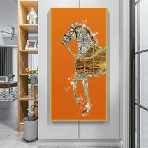 HAENGBUK 휘황찬란한 황실 말 천마도 대형 보석십자수 원형비즈 부귀 DIY 키트, 하나, 80X150CM