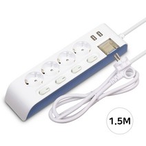 현대 하이탭 접지 개별 USB 2구 3구 4구 5구 6구 멀티탭 콘센트, USB 개별형 4구 1.5M