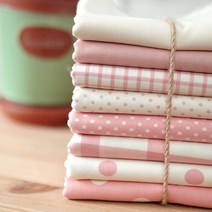 패브릭샵 OX 파스텔 체크 도트 무지 핑크, 3mm바탕