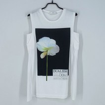 빈티지다온 듀엘 여 빅프린팅 라운드넥 민소매티 연아이보리