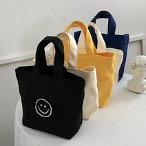 스마일 포인트 미니멀 귀여운 사이즈 캔버스 토트백