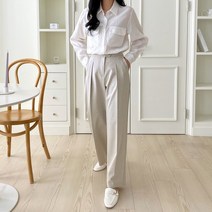 코지 여자 세련된 직장룩 기본 핀턱 데일리 모던 일자 슬랙스