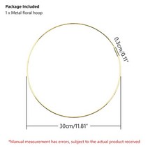 마크라메 diy Macrame 대나무 꽃 후프 화환 공예 드림 캐처 고리 웨딩 화환 홈, 30cm 메탈 링
