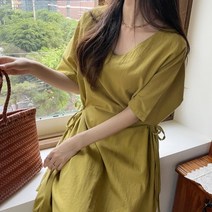 [바보사랑] 여자 봄 여름 데일리 오피스룩 스트랩 롱 원피스[옷자락]