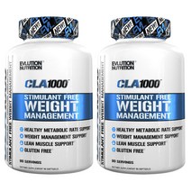 EVLUTIONNUTRITION CLA 1000mg 웨이트 매니지먼트 글루텐 프리 소프트젤, 90개입, 2개