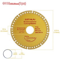 타일컷팅기 타일커터기 커팅기 JUSTINLAU 커팅 피스 디스크 락 금속 대리석 앵글 드라이 에머리 톱날-137, 7.1pc Gold-110mm