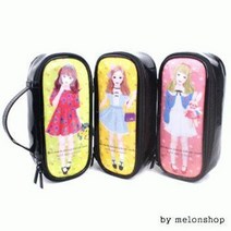세로형 에나멜 일러스트 파우치 초등학생 대학생 고등학생, 줄리아