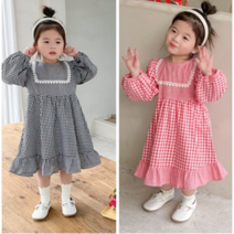 sh스타일) 체크땡 프릴 원피스